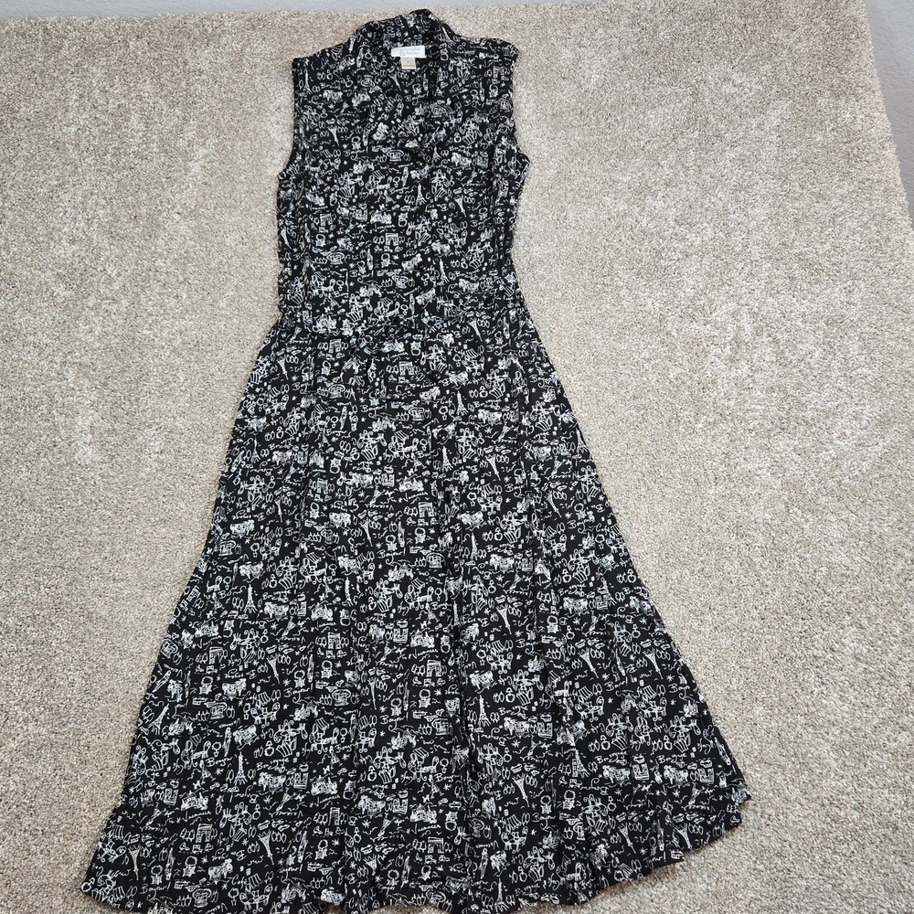 Christopher‎ & Banks Women's Black White Paris Wrap Dress  Size 4 Vintage